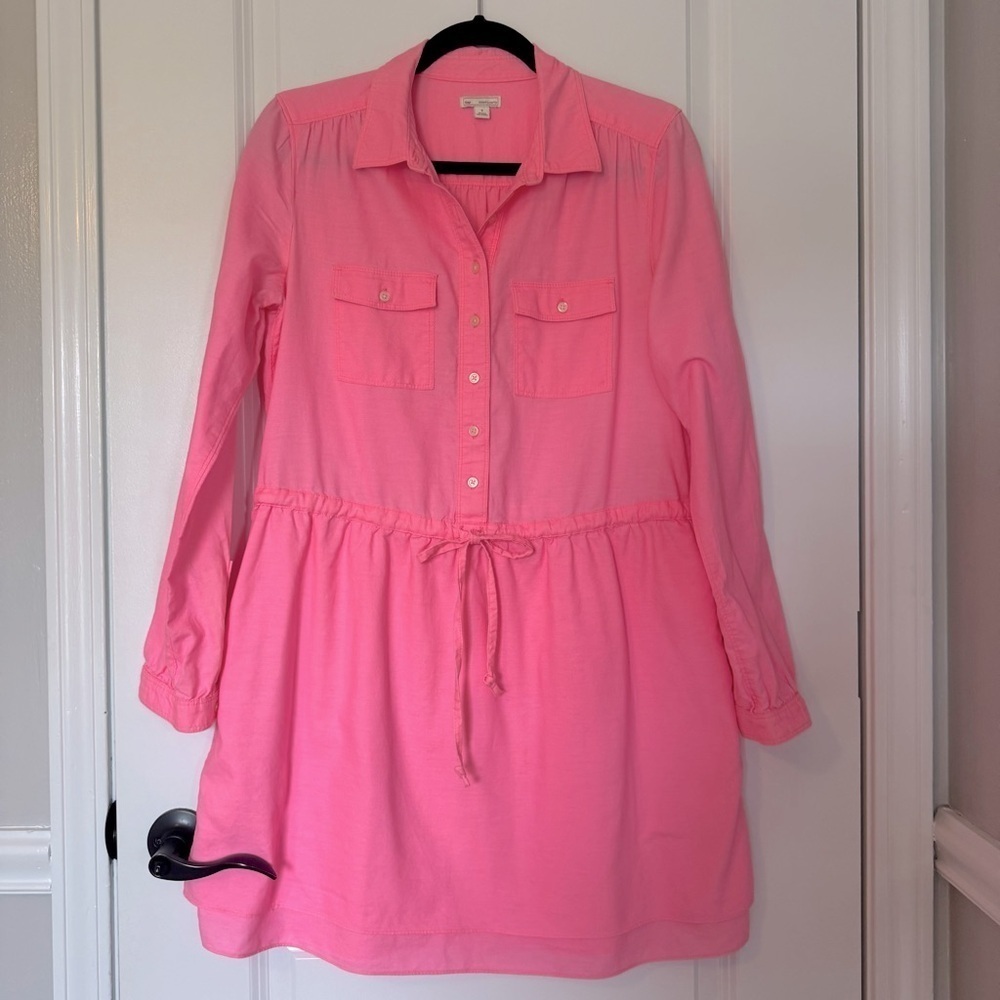 GAP Hot Pink Long Sleeve Shirt Dress